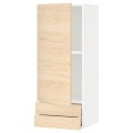 IKEA METOD МЕТОД / MAXIMERA МАКСІМЕРА Настінна шафа, двері / 2 шухляди, білий / Askersund візерунок світлий ясен, 40x100 см 29457112 294.571.12