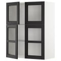 IKEA METOD МЕТОД Навісна шафа / полиці / 4 скляних дверей, білий / Lerhyttan чорний морилка, 80x100 см 79461847 794.618.47