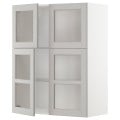 IKEA METOD МЕТОД Навісна шафа / полиці / 4 скляних дверей, білий / Lerhyttan світло-сірий, 80x100 см 69456281 694.562.81