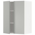 IKEA METOD Навісна шафа з полицями / 2 дверцят, білий / Хавсторп світло-сірий, 60x80 см 39538052 395.380.52
