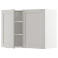 IKEA METOD МЕТОД Навісна шафа з полицями / 2 дверцят, білий / Lerhyttan світло-сірий, 80x60 см 69468788 694.687.88