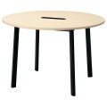 IKEA MITTZON стіл для конференцій, кругла береза / чорний шпон, 120x75 см 39530428 | 395.304.28