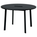 IKEA MITTZON стіл для конференцій, круглий ясеневий шпон чорна морилка / чорний, 120x75 см 19530453 195.304.53