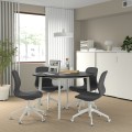 IKEA MITTZON стіл для конференцій, круглий ясеневий шпон чорна морилка / білий, 120x75 см 59530446 | 595.304.46