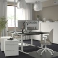 IKEA MITTZON письмовий стіл, чорний ясеневий шпон / білий, 120x80 см 09526084 | 095.260.84
