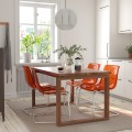 IKEA MÖRBYLÅNGA / TOBIAS Стіл та 4 стільці, шпон дуба коричнева морилка / коричнево-червоний хром, 140x85 cм 09484946 094.849.46