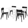 IKEA NORDEN / LISABO НОРДЕН / ЛИСАБО Стіл та 4 стільці, білий / чорний, 26/89/152 см 39385539 393.855.39