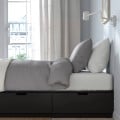 IKEA NORDLI Ліжко з контейнером і матрацом, антрацит / Valevåg твердий, 90x200 см 79536881 795.368.81