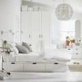 IKEA NORDLI Ліжко з контейнером і матрацом, білий/ Åkrehamn твердий, 160x200 см 39536878 | 395.368.78