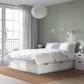 IKEA NORDLI Ліжко з контейнером і матрацом, білий / Valevåg середньої твердості, 160x200 см 99537714 | 995.377.14