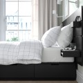 IKEA NORDLI Ліжко з контейнером і матрацом, з узголів'ям антрацит/ Åkrehamn жорсткий, 140x200 см 19541791 | 195.417.91