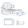 IKEA NORDLI Ліжко з контейнером і матрацом, з узголів'ям антрацит/ Åkrehamn середньої жорсткості, 160x200 см 19541767 | 195.417.67