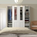 IKEA PAX / GRIMO Гардероб з розсувними дверима, біле / прозоре скло біле, 200x66x201 см 49502222 | 495.022.22