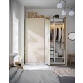 IKEA PAX / REINSVOLL/ÅHEIM Комбінація шаф, білий / сіро-бежевий дзеркало, 200x60x236 см 89385607 893.856.07