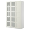 IKEA PAX ПАКС Гардероб із 3 дверима, білий / Bergsbo скло / білий, 150x60x236 см 39864412 398.644.12