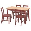 IKEA PINNTORP / PINNTORP Стіл та 4 стільці, морилка світло-коричнева, морилка червона / червона морилка, 125 см 19484451 | 194.844.51