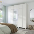IKEA PLATSA ПЛАТСА Гардероб з 10 дверима + 3 шухлядами, біле дзеркальне скло STRAUMEN / SANNIDAL білий, 220х57х231 см 79424954 | 794.249.54