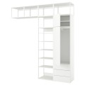 IKEA PLATSA ПЛАТСА Гардероб із 2 дверцятами + 3 шухлядами, білий / Fonnes білий, 240x42x261 см 49530625 | 495.306.25