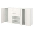 IKEA PLATSA ПЛАТСА Гардероб з 4 дверима / 3 шухлядами, білий FONNES білий / SANNIDAL білий, 240x57x123 см 19425150 | 194.251.50