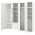 IKEA PLATSA ПЛАТСА Гардероб з 8 дверима / 3 шухлядами, біле дзеркальне скло STRAUMEN / SANNIDAL білий, 240x57x221 cм 39424871 394.248.71