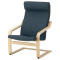 IKEA POÄNG ПОЕНГ Крісло з підставкою для ніг, березовий шпон / Hillared темно-синій 29484276 294.842.76