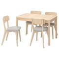 IKEA RÖNNINGE / LISABO Стіл та 4 стільці, березовий ясен / Tallmyra білий / чорний, 118/173 см 19554929 195.549.29