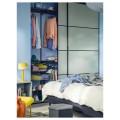 IKEA SKYTTA / BOAXEL гардероб із розсувними дверцятами, чорний метал / Mehamn світло-зелений, 202x65x240 см 69557690 | 695.576.90