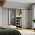 IKEA SKYTTA / HOKKSUND/AULI комбінація розсувних дверцят, алюміній / глянцеве світло-сіре дзеркало, 301x205 см 59575859 | 595.758.59