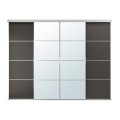 IKEA SKYTTA / MEHAMN/AULI комбінація розсувних дверцят, алюміній / темно-сіре дзеркало, 301x240 см 29575931 295.759.31