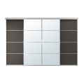 IKEA SKYTTA / MEHAMN/AULI комбінація розсувних дверцят, алюміній / темно-сіре дзеркало, 301x205 см 09500164 095.001.64