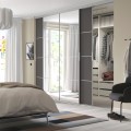 IKEA SKYTTA / MEHAMN/AULI комбінація розсувних дверцят, алюміній / темно-сіре дзеркало, 301x240 см 29575931 295.759.31