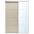 IKEA SKYTTA / MEHAMN/AULI комбінація розсувних дверцят, дзеркало алюмінієве 2-стороннє / сіро-беж, 177x240 см 09575913 095.759.13