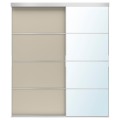 IKEA SKYTTA / MEHAMN/AULI комбінація розсувних дверцят, дзеркало алюмінієве 2-стороннє / сіро-беж, 177x205 см 49575911 495.759.11