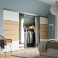 IKEA SKYTTA / MEHAMN/AULI комбінація розсувних дверцят, дзеркало з алюмінію / білого дуба, 401x205 см 19575903 195.759.03