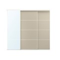 IKEA SKYTTA / MEHAMN/AULI комбінація розсувних дверцят, дзеркало біле 2-стороннє / сіро-беж, 251x240 см 29575926 295.759.26
