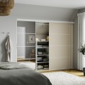 IKEA SKYTTA / MEHAMN/AULI комбінація розсувних дверцят, дзеркало біле 2-стороннє / сіро-беж, 251x205 см 79575924 795.759.24