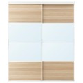 IKEA SKYTTA / MEHAMN/AULI комбінація розсувних дверцят, дзеркало з білого / білого дуба, 202x240 см 19575922 195.759.22