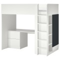 IKEA SMÅSTAD СМОСТАД Ліжко-горище, білий поверхня для малювання / з письмовим столом з 4 шухлядами, 90x200 см 39435983 | 394.359.83