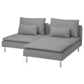 IKEA SÖDERHAMN СОДЕРХЕМН 2-місний диван з козеткою, Tonerud сірий 29452100 294.521.00