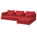 IKEA SÖDERHAMN 4-місний диван з козеткою, і відкритим торцем Tonerud / червоний 79514474 | 795.144.74