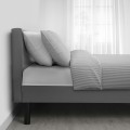 IKEA SVELGEN СВЕЛЬГЕН Ліжко з оббивкою і матрацом, з узголів'ям / сірий, 90x200 см 30452651 | 304.526.51