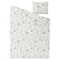 IKEA TIMJANSMOTT ТИМЖАНСМОТТ Підковдра та наволочка, білий / квітковий візерунок, 150x200/50x60 см 80522604 | 805.226.04