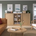 IKEA TONSTAD Комбінація для зберігігання з розсувними дверцятами, дубовий шпон/безбарвне скло, 245x120 см 99515057 | 995.150.57