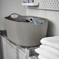 IKEA TORKIS ТОРКІС Гнучкий кошик для білизни для дому / вулиці, сірий, 35 л 60494372 | 604.943.72