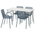 IKEA TORPARÖ ТОРПАРЄ Стіл і 4 легких крісла, для вулиці, білий / світло-сіро-блакитний, 130 см 49494868 | 494.948.68