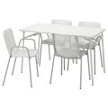 IKEA TORPARÖ ТОРПАРЄ Стіл і 4 легких крісла, для вулиці, білий / білий / сірий, 130 см 09494865 094.948.65