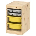 IKEA TROFAST ТРУФАСТ Комбінація з контейнерами / лотками, світла білена сосна сірий / жовтий, 32x44x52 см 89523581 895.235.81