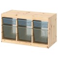IKEA TROFAST Комбінація для зберігання + контейнери, світла білена сосна сіро-блакитний / світлий зелено-сірий, 93x44x52 см 99533278 995.332.78