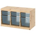 IKEA TROFAST Комбінація для зберігання + контейнери, світла білена сосна / сіро-блакитний, 93x44x52 см 79533260 795.332.60
