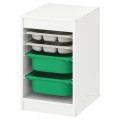 IKEA TROFAST ТРУФАСТ Комбінація з контейнерами / лотком, білий сірий / зелений, 34х44х56 см 09480415 | 094.804.15